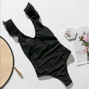 Sexy Ruffled Open Back One-Piece Bathing Suit